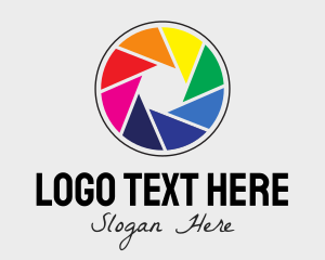 Tagline - Colorful Camera Shutter logo design