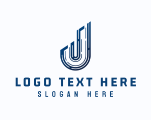 High Tech - Cyber Circuit Letter J logo design