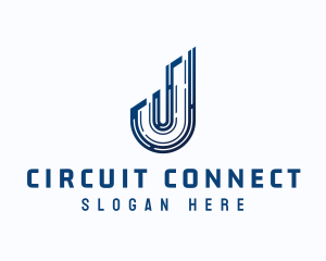 Circuit - Cyber Circuit Letter J logo design