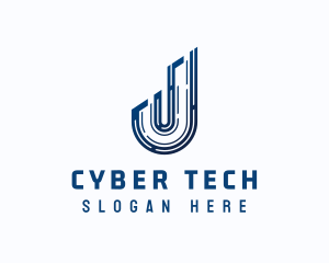 Hacker - Cyber Circuit Letter J logo design
