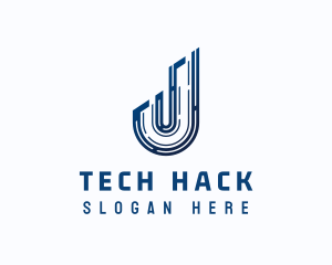 Hack - Cyber Circuit Letter J logo design