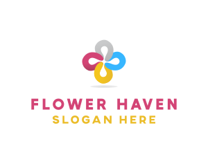 Flower Petal Cross logo design