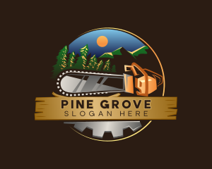 Pine - Lumberjack Chainsaw Pine logo design