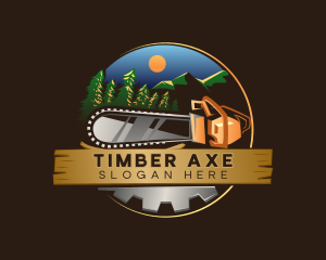 Lumberjack Chainsaw Pine logo design