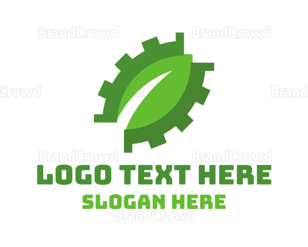 Green Cog Leaf Logo