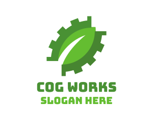 Green Cog Leaf logo design