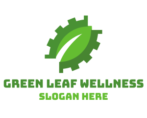 Green Cog Leaf logo design