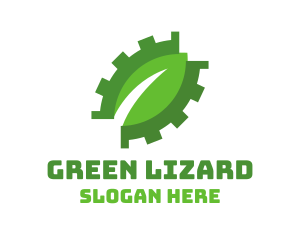 Green Cog Leaf logo design