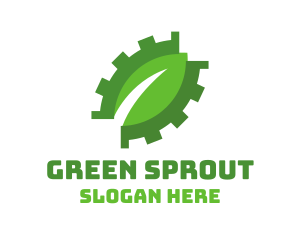 Green Cog Leaf logo design