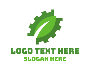 Engine - Green Cog Leaf logo design