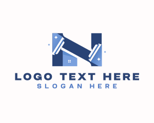 Wiper - Housekeeping Squeegee Letter N logo design