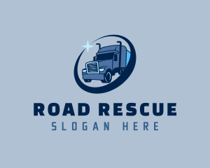 Towing - Blue Trailer Truck logo design