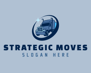 Blue Trailer Truck logo design