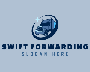 Blue Trailer Truck logo design