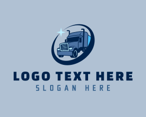 Moving - Blue Trailer Truck logo design