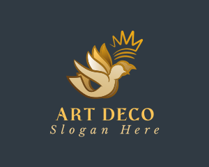 Deco - Gold Bird Crown logo design