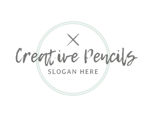 Pen Brush Emblem Wordmark logo design