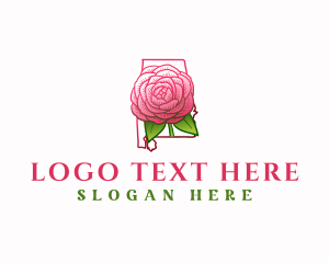 Map - Alabama Camelia Flower logo design