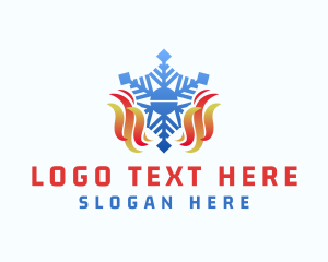 Cooling - Heating Flame Snowflake logo design