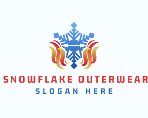 Heating Flame Snowflake logo design