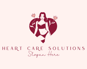 Woman Heart Bikini Underwear logo design