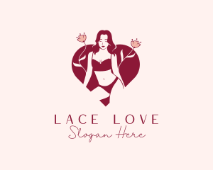 Bralette - Woman Heart Bikini Underwear logo design