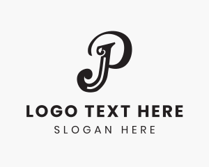 Grayscale - Simple Elegant Cursive Letter P logo design