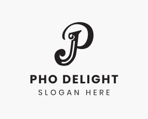 Simple Elegant Cursive Letter P logo design