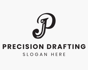 Simple Elegant Cursive Letter P logo design