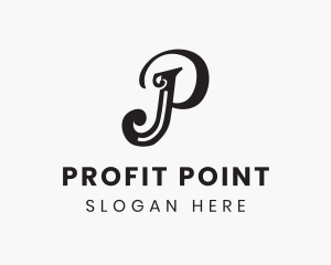 Simple Elegant Cursive Letter P logo design