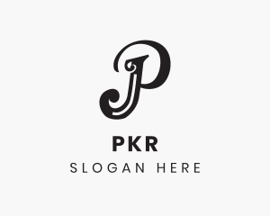 Simple Elegant Cursive Letter P logo design