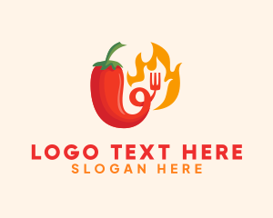 Flaming - Hot Chili Fork logo design