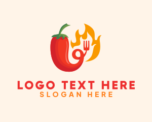 Spicy - Hot Chili Fork logo design