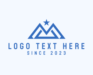 Mountaineering - Blue Mountain Letter M logo design