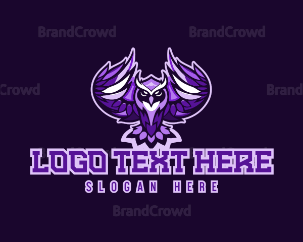 Purple Owl Bird Logo