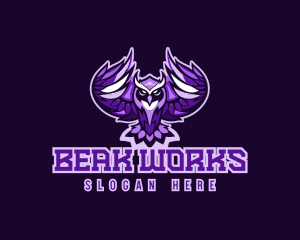 Purple Owl Bird logo design