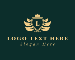 Leaf - Royal Shield Wreath logo design