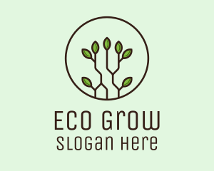 Green Round Eco Plant logo design