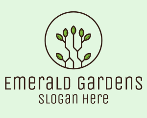 Green Round Eco Plant logo design