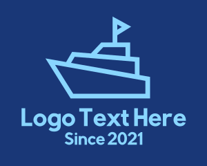 Nautical - Blue Cruise Ship logo design