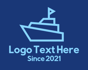 Fishing Vessel - Blue Cruise Ship logo design