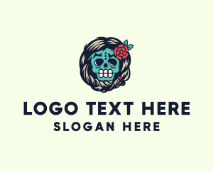 La Llorona - Mexican Flower Skull logo design