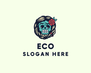 Mexican Flower Skull Logo