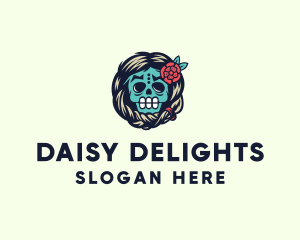 Daisy - Mexican Flower Skull logo design