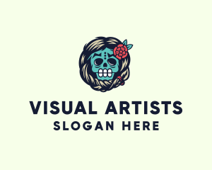 Costume - Mexican Flower Skull logo design