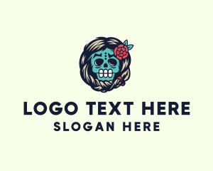 Flower - Mexican Flower Skull logo design