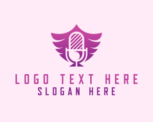 Vlogger - Wings Microphone Podcast logo design