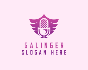 Dj - Wings Microphone Podcast logo design