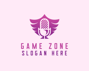 Singer - Wings Microphone Podcast logo design