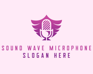 Microphone - Wings Microphone Podcast logo design